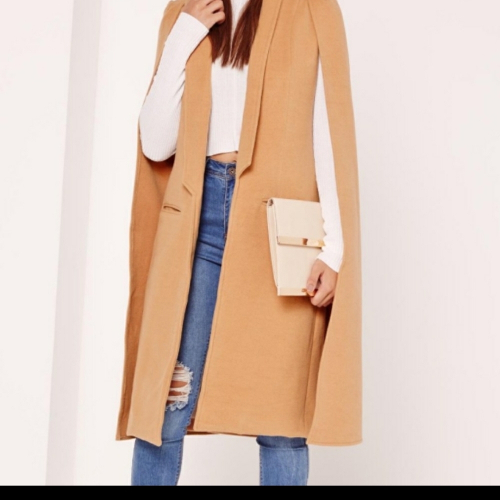 Missguided faux wool coat camel